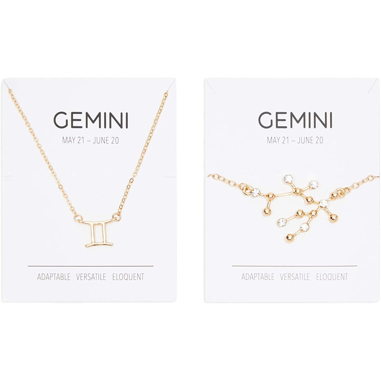 Gemini Zodiac Necklace and Bracelet, Gold Constellation Astrology Jewelry Gift Set for Women